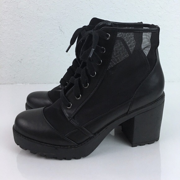 Forever 21 Black Mesh Ankle Boots - Picture 4 of 5